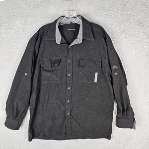 BMW Motorrad Shirt Mens XL Black Flap Pocket Heavyweight Long Sleeve Button-Up